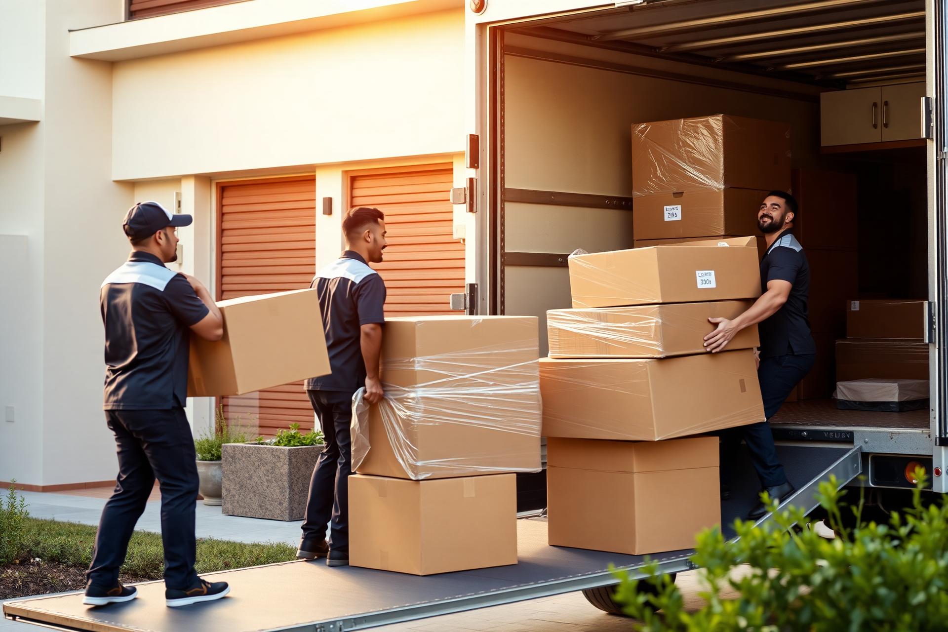 ZAIRA packers and movers team loading carefully labelled boxes into a moving truck outside a home in Vadodara